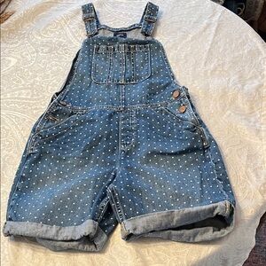 GAP Blue Denim Polka Dot Short Overalls Size XL in EUC!